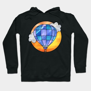 Sunset Hot Air balloon stained glass Hoodie